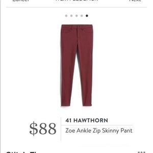 Burgundy dress pants.